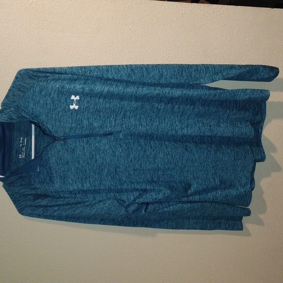 Men's UA Tech™ ½ Zip Long Sleeve Loose Fit Heather Teal Pullover XL - Picture 3 of 8